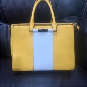 Yellow and White Handbag